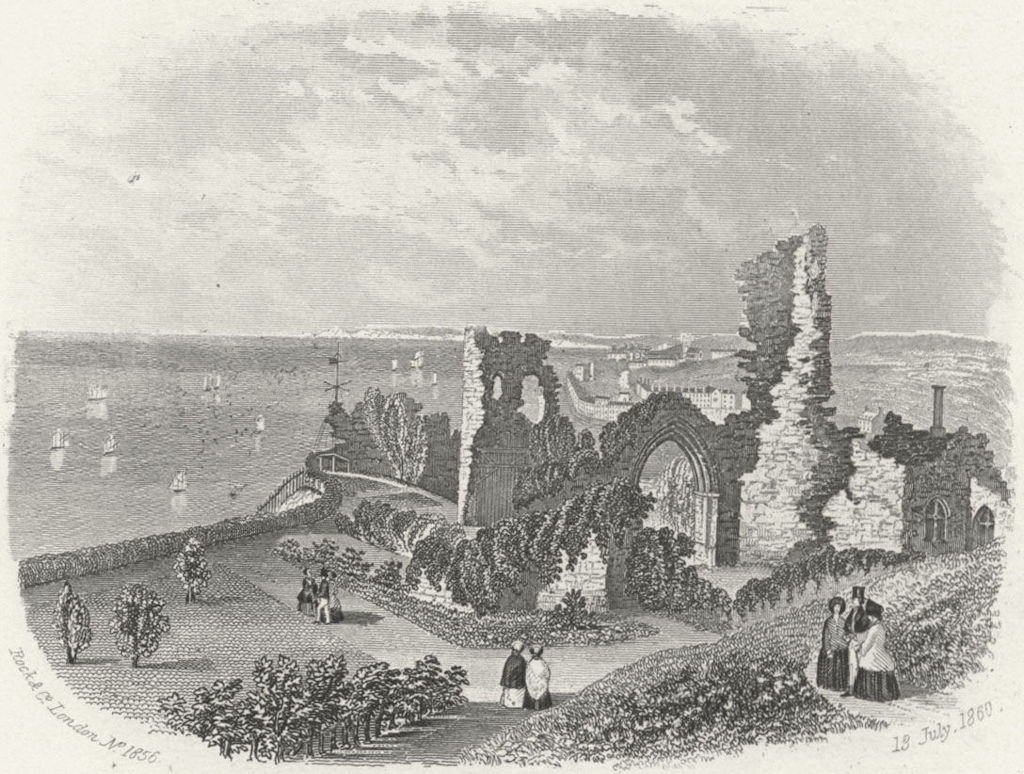 SUSSEX. Castle, Hastings. Rock 1860 old antique vintage print picture