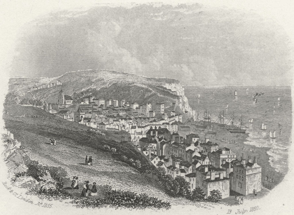 SUSSEX. Hastings Castle. Rock 1860 old antique vintage print picture