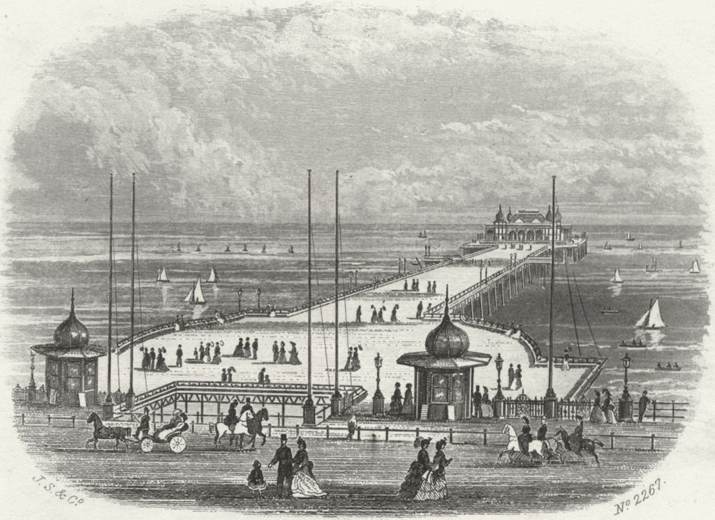 SUSSEX. Hastings & St Leonards Pier 1860 old antique vintage print picture