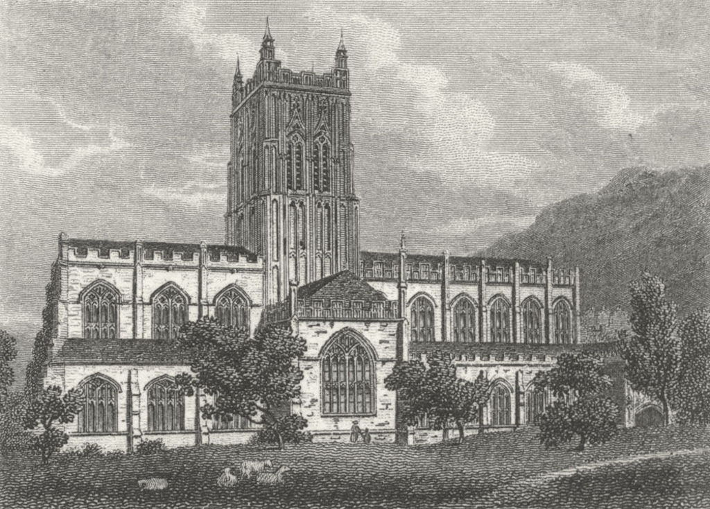 WORCS. Malvern Abbey, Worcestershire 1807 old antique vintage print picture