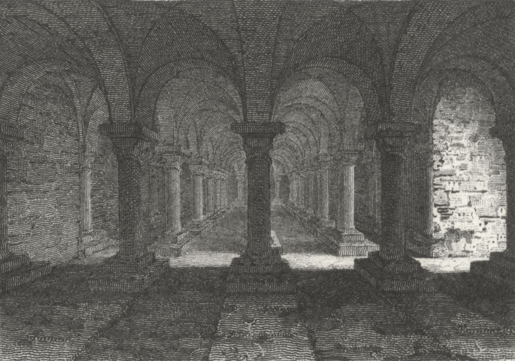 Associate Product WORCS. Crypt, Worcester Cathedral 1807 old antique vintage print picture