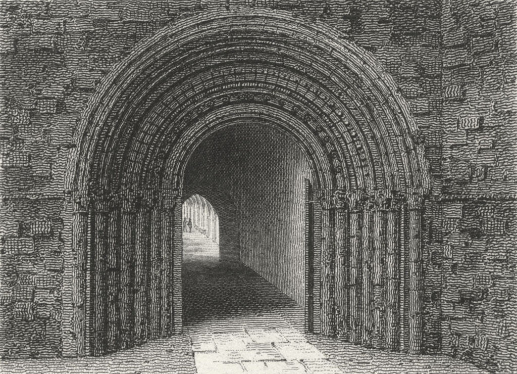 WORCESTER. South entry to cloisters of Cathedrals 1807 old antique print