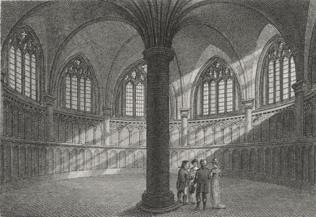 WORCS. Chapter House, Worcester Cathedral 1807 old antique print picture