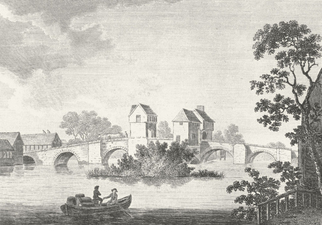 BEDS. Bedford bridge. in boat Grose 1783 old antique vintage print picture