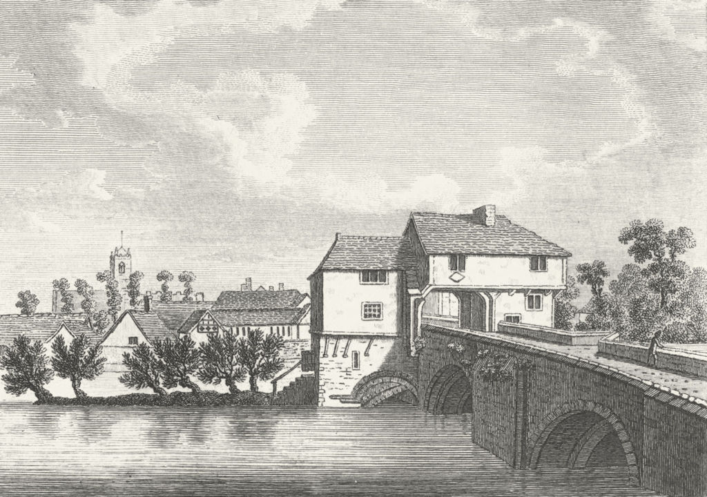 BEDS. Bedford bridge. Church in distance Grose 1783 old antique print picture