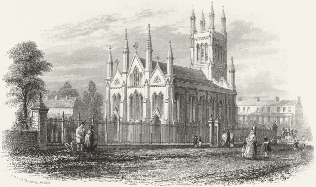 Associate Product BEDS. Trinity Church, Bedford. Thompson 1850 old antique vintage print picture