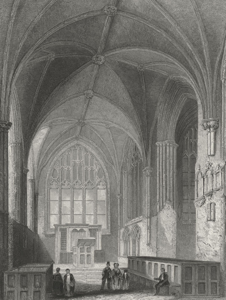CHESHIRE. Chester Cathedral Lady Chapel 1836 old antique vintage print picture