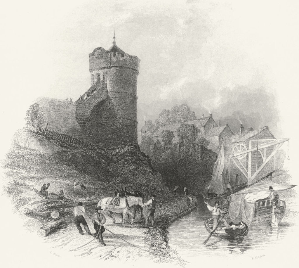 CHESTER. Phoenix Tower, Walls. Allom, Midland-Finden 1836 old antique print