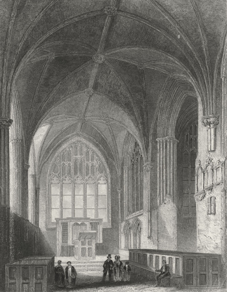 CHESHIRE. Chester Cathedral, Lady Chapel 1850 old antique print picture