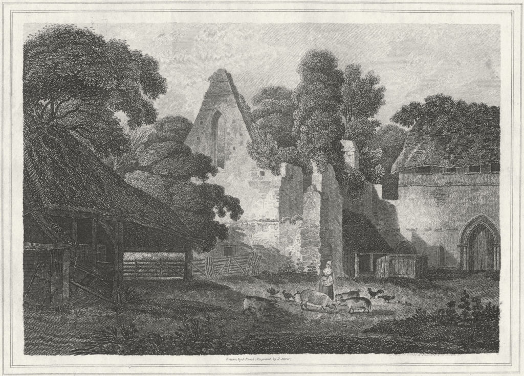 BUCKS. Burnham Abbey. Greig 1819 old antique vintage print picture
