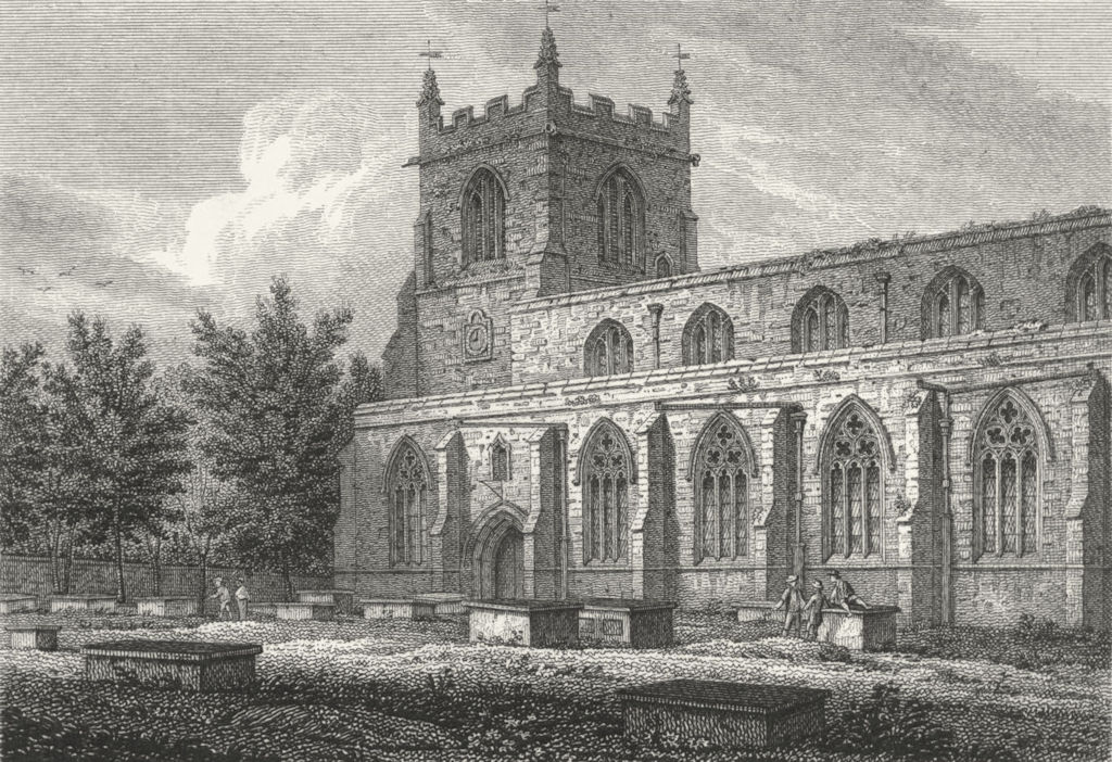 BANGOR. South Cathedral. Wales Caernarfonshire.  1817 old antique print