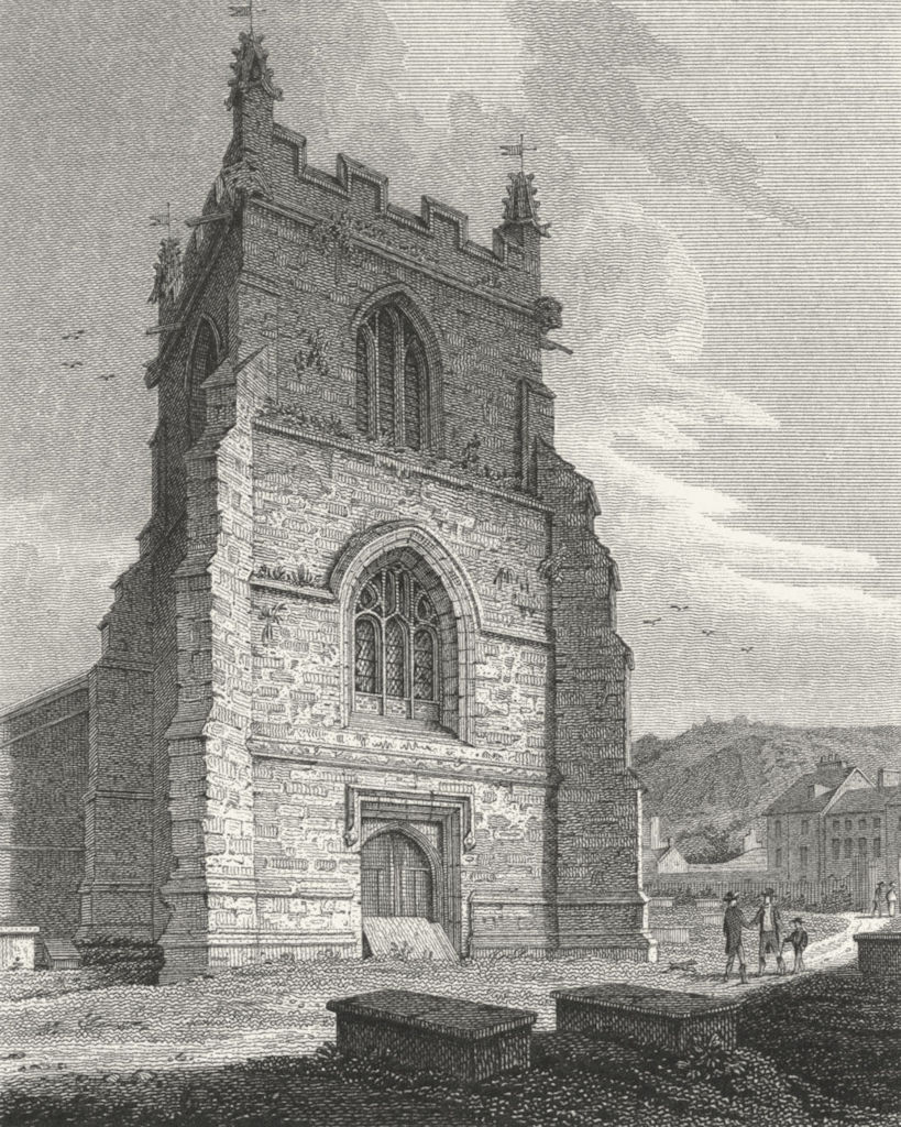 BANGOR. Tower, Cathedral. Wales Caernarfonshire.  1817 old antique print