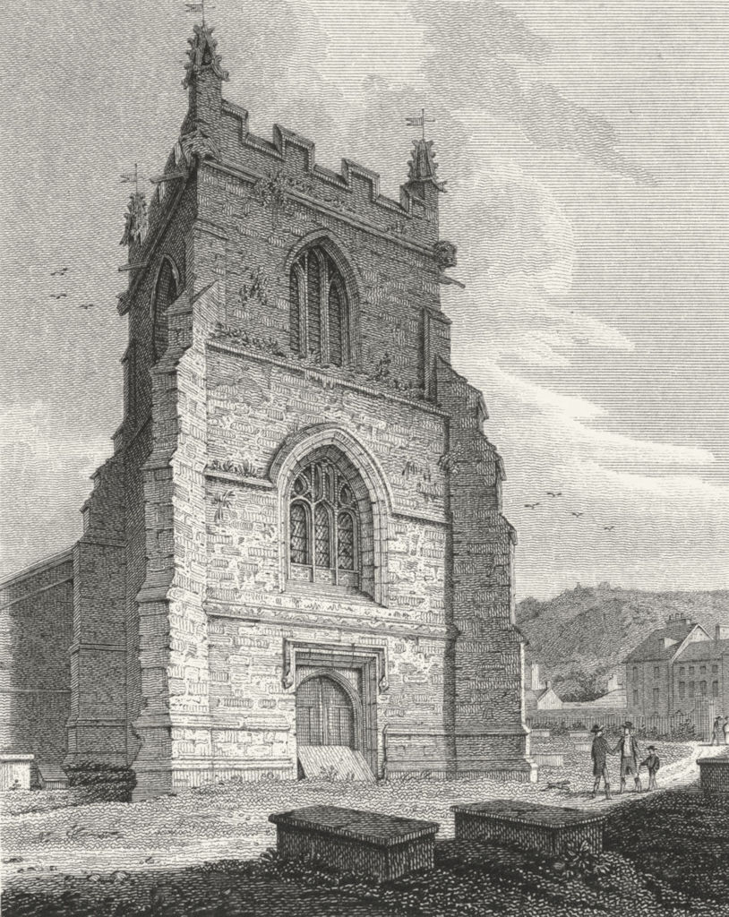 BANGOR. Tower, Cathedral. Wales Caernarfonshire.  1814 old antique print