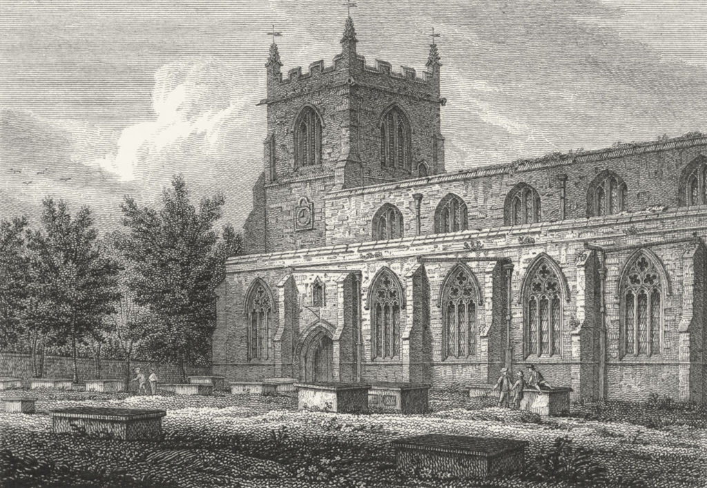 BANGOR. South Cathedral. Wales Caernarfonshire.  1814 old antique print