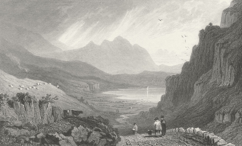 CAERNARFONSHIRE. Llyn Gwynant. Gastineau Gwyant 1831 old antique print picture