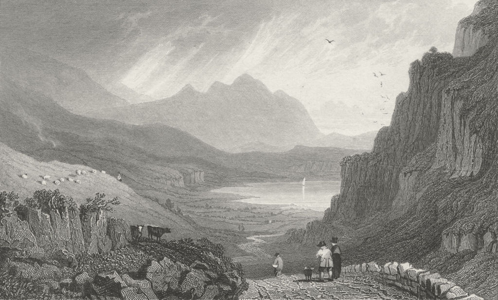 WALES. Llyn Gwynant, Caernarfonshire. Gastineau 1831 old antique print picture