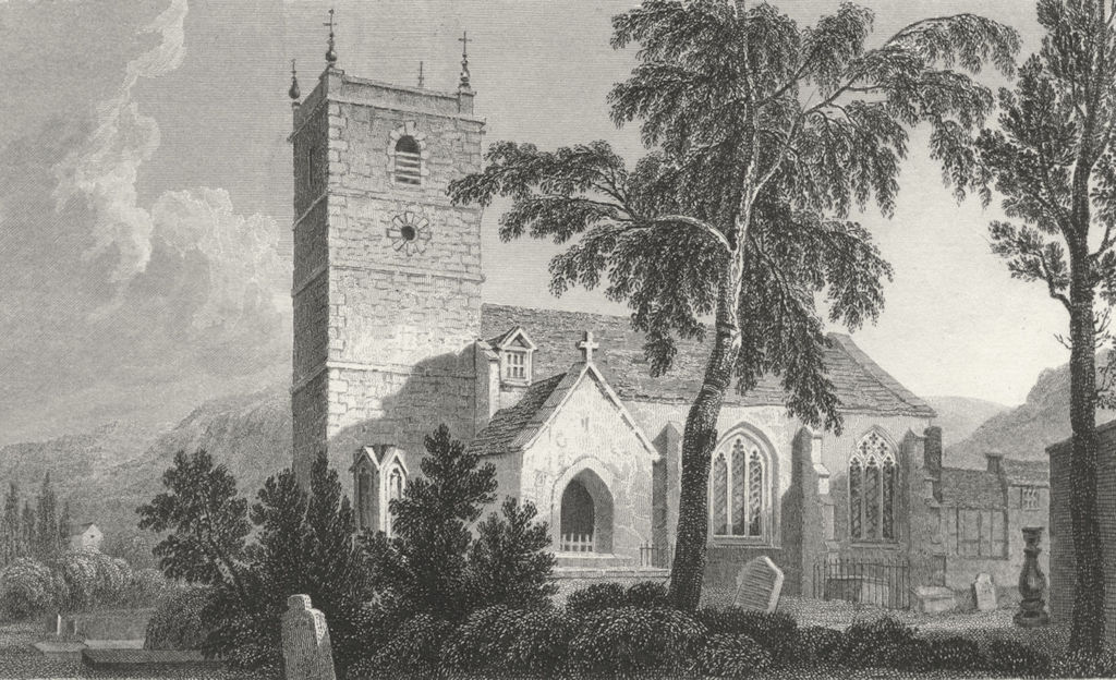 DENBIGHSHIRE. Llangollen Church. Denbigh. Gastineau c1831 old antique print