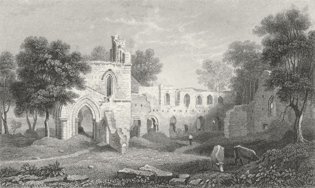 WALES. Basingwerk abbey, Flintshire. Gastineau 1850 old antique print picture