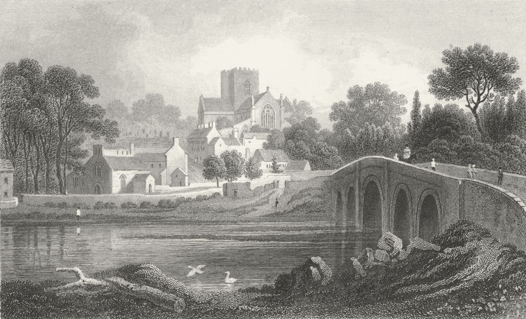 WALES. St Asaph, Flintshire. Gastineau 1850 old antique vintage print picture