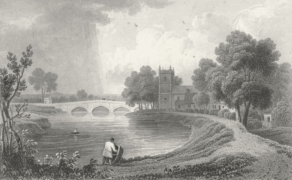 WALES. Bangor Iscoed, Flintshire. Gastineau 1850 old antique print picture