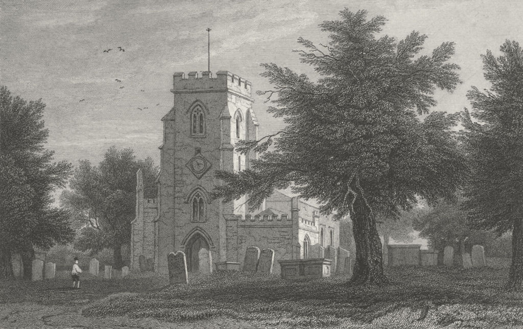 WALES. Overton Church, Flintshire. Gastineau 1831 old antique print picture
