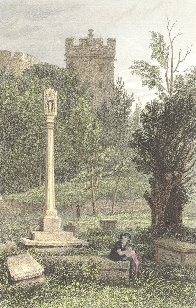 DONATS. Ancient cross, Donat's. Glamorganshire.  1831 old antique print