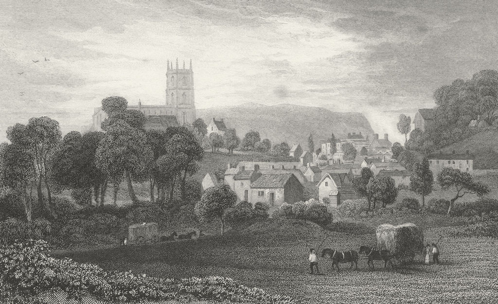 WALES. Mold, Flintshire. Flint. Gastineau hay cart 1831 antique print