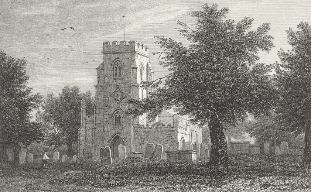 WALES. Overton Church, Flintshire. Flint. Gastineau 1831 old antique print