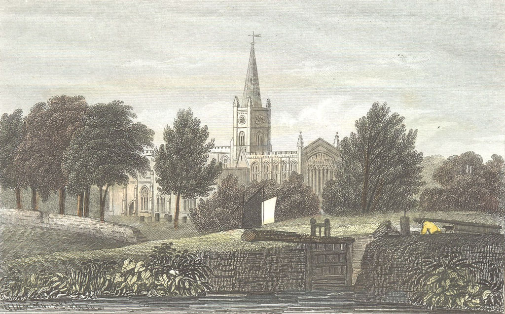 WARCS. Stratford on Avon, Warwickshire. DUGDALE 1835 old antique print picture
