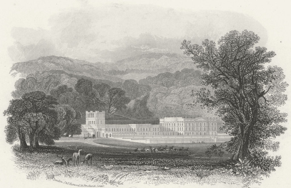 DERBYS. Chatsworth. Harwood 1840 old antique vintage print picture