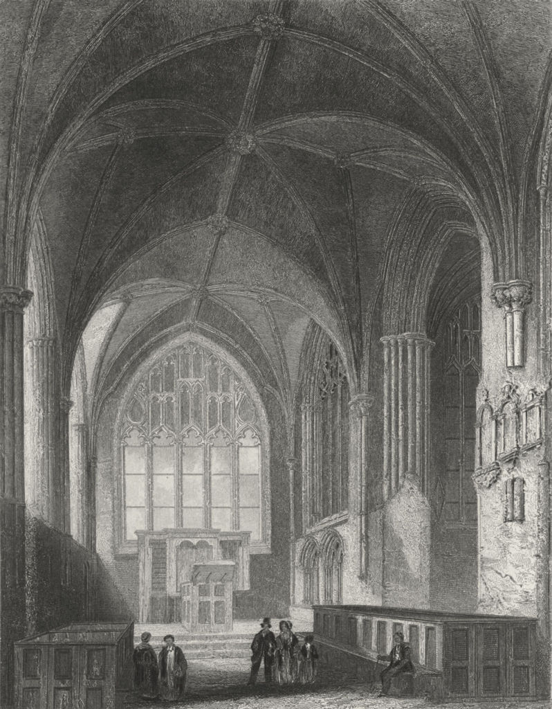 CHESHIRE. Chester Cathedral, Lady Chapel 1860 old antique print picture