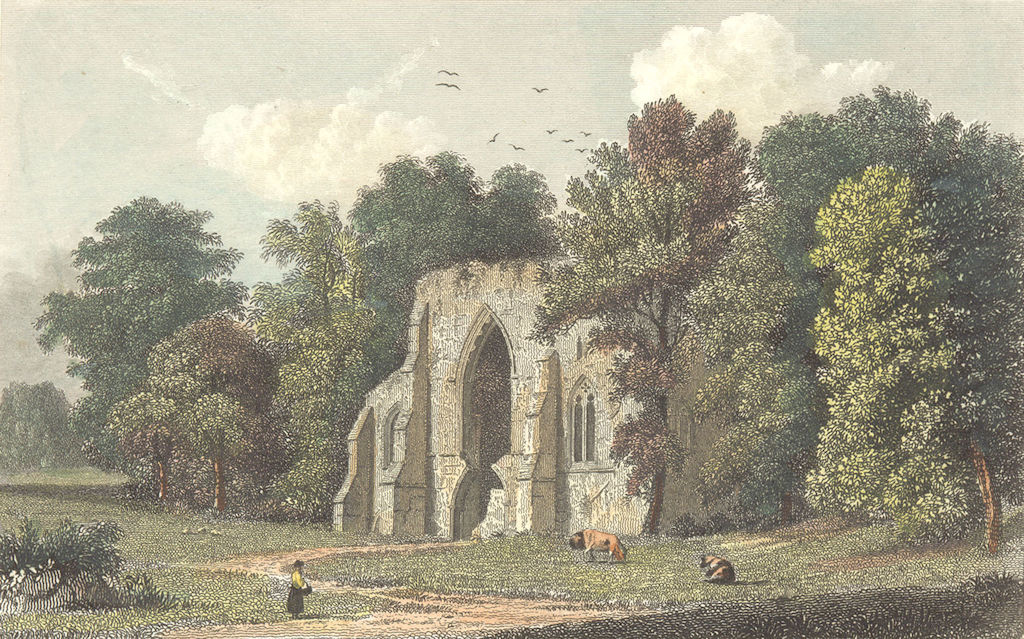 HANTS. Netley Abbey, west Window. Westall-Finden 1830 old antique print