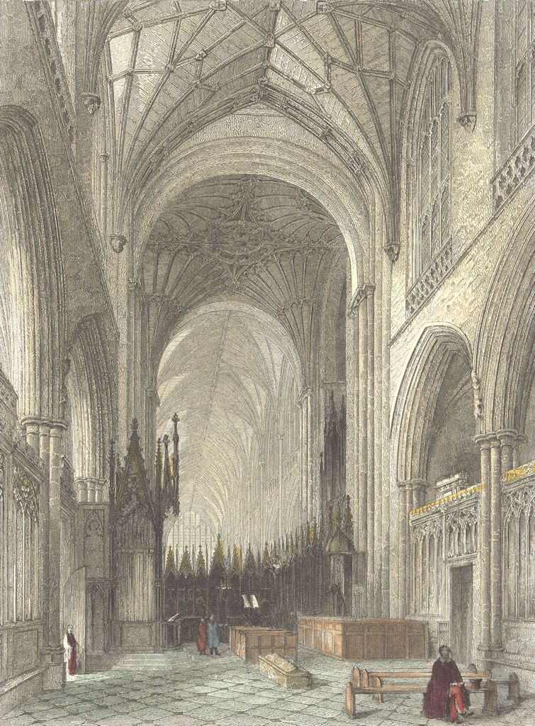 HANTS. Winchester Cathedral choir 1836 old antique vintage print picture