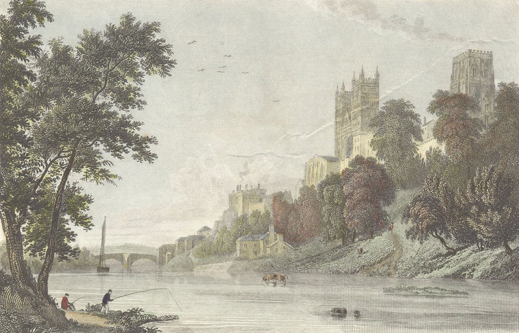 DURHAM. Westall Cathedral River c1833 old antique vintage print picture