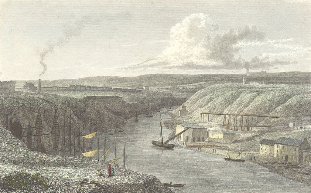 DURHAM. River above Sunderland bridge. Westall c1833 old antique print picture