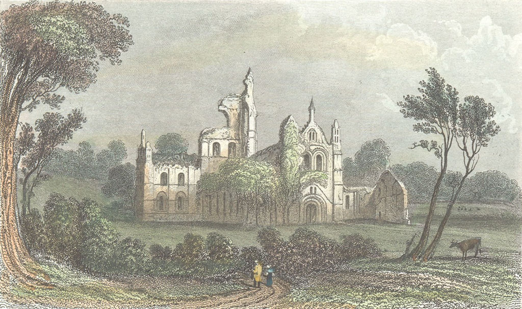 YORKS. Kirkstall Abbey, Leeds. DUGDALE 1835 old antique vintage print picture