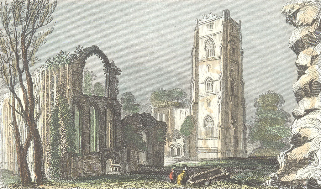YORKS. Fountains Abbey. DUGDALE Fountains Abbey 1835 old antique print picture