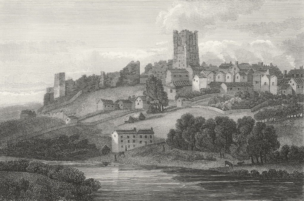 YORKS. Richmond. Walker Girtin. Castle 1854 old antique vintage print picture