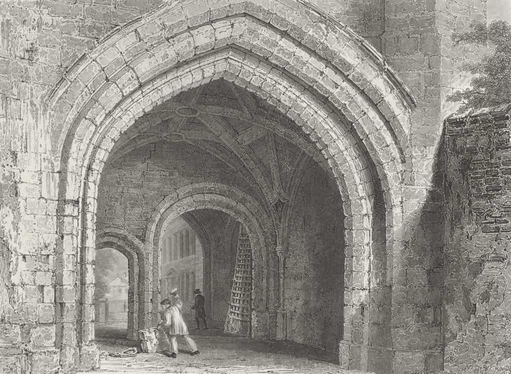 WORCESTER. Gate-way, Edgar's Tower, looking west. Fine 1836 old antique print