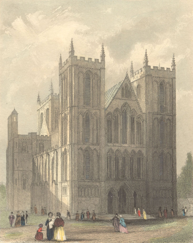 YORKS. Ripon Cathedral NW view 1850 old antique vintage print picture
