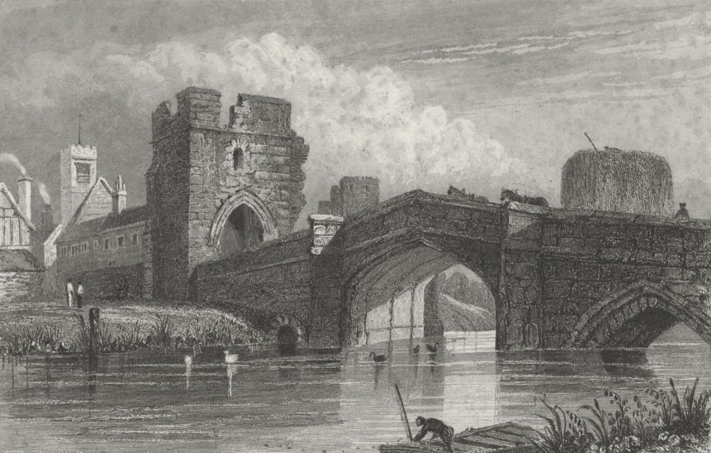 YORKSHIRE. York bridge, river Foss. DUGDALE c1840 old antique print picture