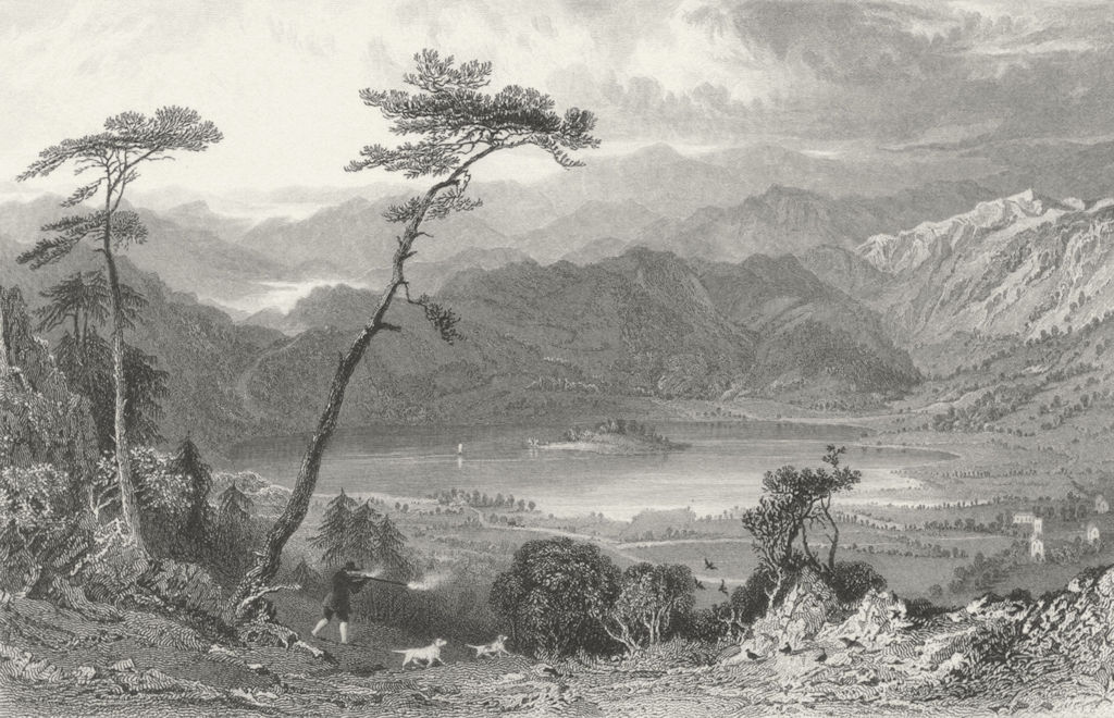 GRASMERE. from butter crags, Westmorland. Allom 1832 old antique print picture