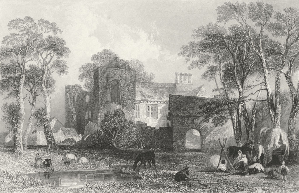 CUMBS. Burnshead Hall, Westmorland Camp Wagon Horses 1832 old antique print