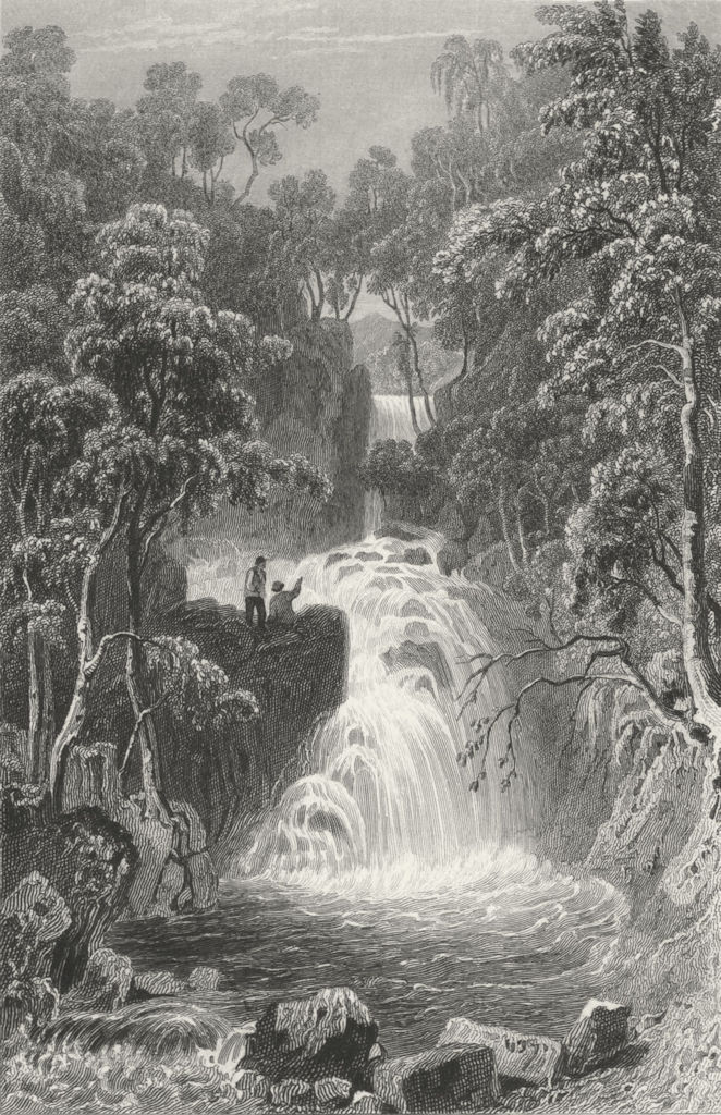 RYDAL. Upper fall, Westmorland. Waterfall Woodland 1832 old antique print