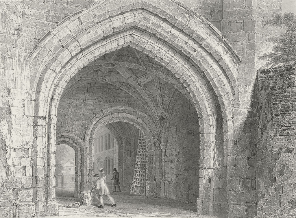 WORCESTER. Gate-way, Edgar's Tower, looking west.  1836 old antique print