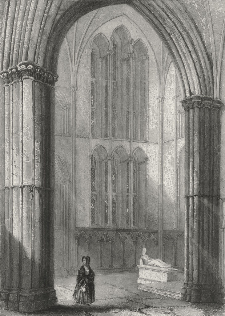 WORCESTER. Cathedral North Transept of Choir 1836 old antique print picture