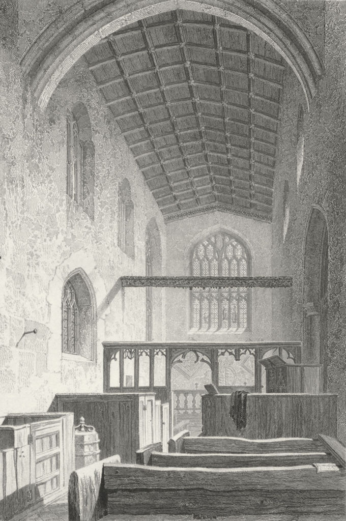 MALVERN. Little Church, Worcestershire. Le Keux 1824 old antique print picture