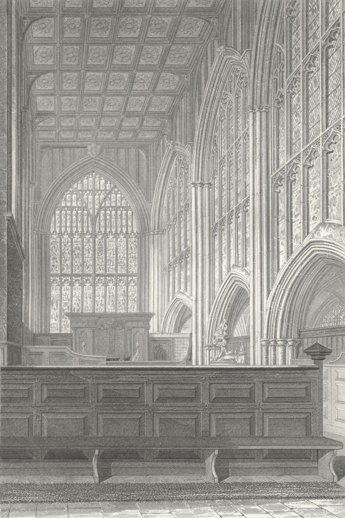 MALVERN. Gt Church, Worcestershire view. Le Keux 1824 old antique print