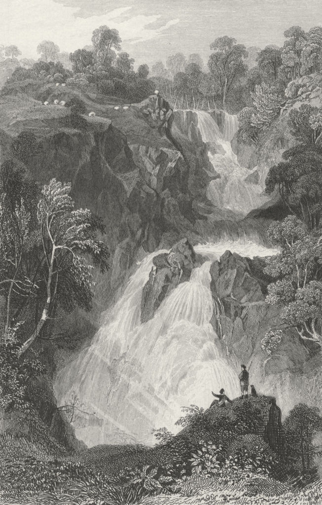 WESTMORLAND. Colwith Force. Allom. Waterfall 1832 old antique print picture