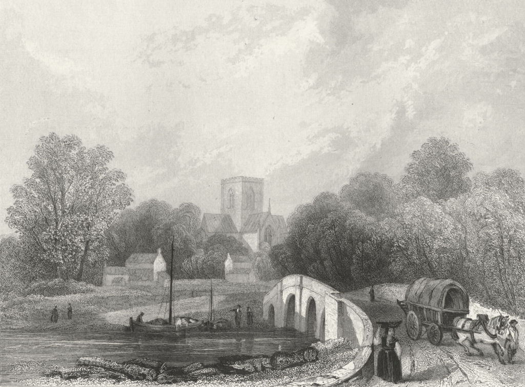 WALES. St Asaph's Cathedral view bridge. Asaph 1836 old antique print picture